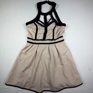 Ally Mini Dress Cage Neckline Textured Edgy Minimalist Chic Skater Women 10